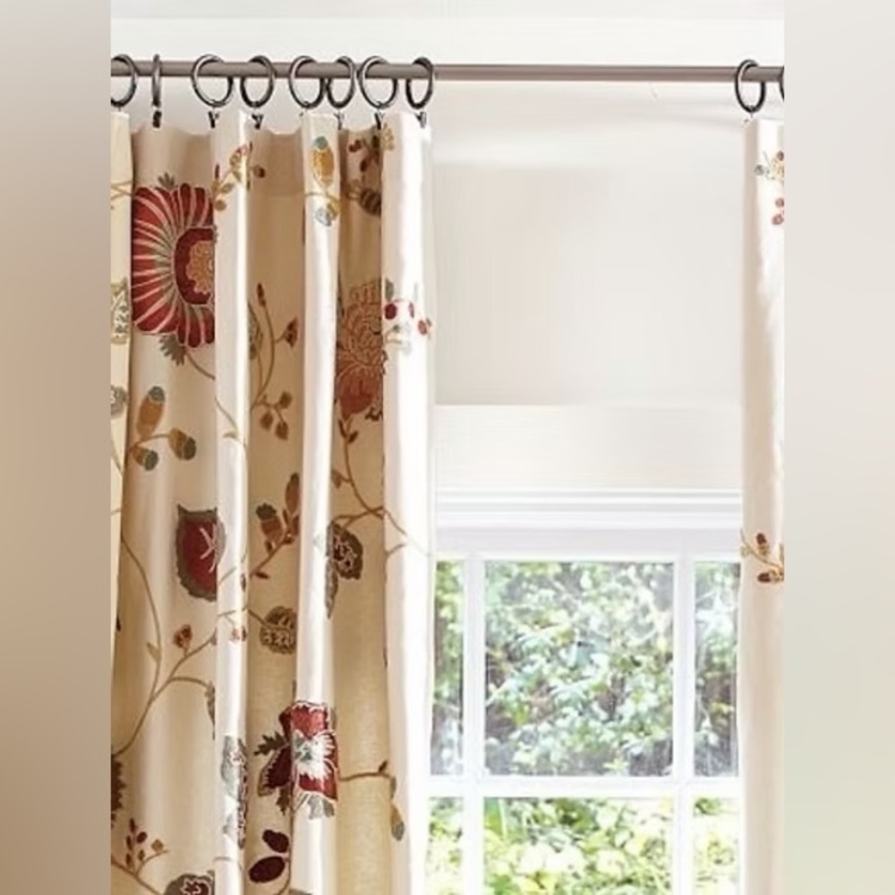 Pottery Barn Margaritte Curtain Panel Crewel Linen Blend 50x 84